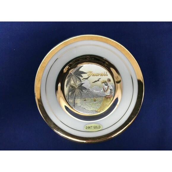 The Art of Chokin 24Kt Gold Edged Engraved Hawaii Plate Gilded Collector Japan - Picture 7 of 10